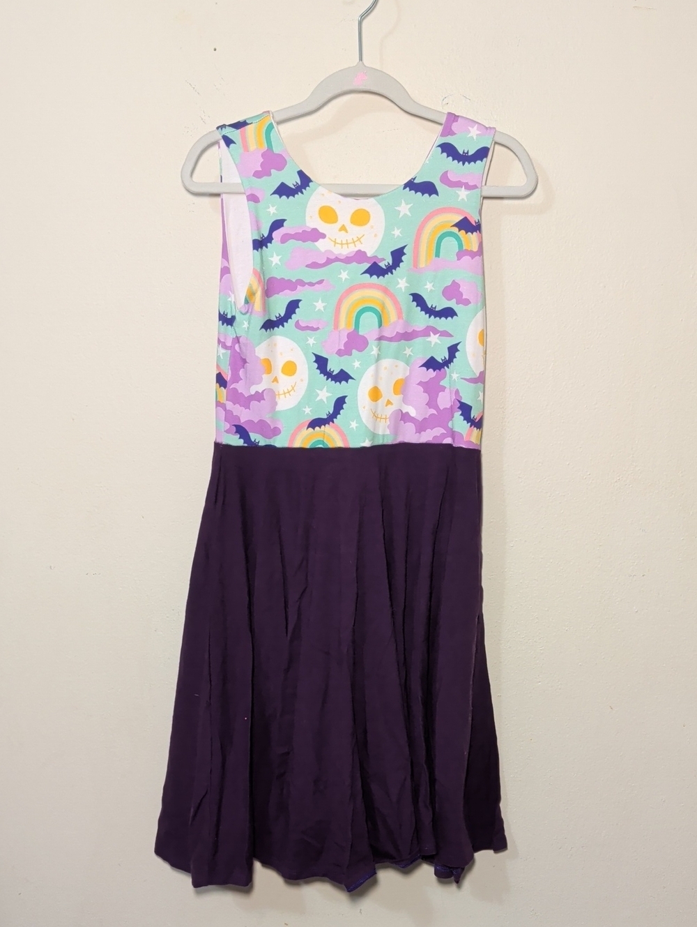 Malia + Kai Spooky Bats and Rainbows Dress Purple Blue Halloween Girls Size 8